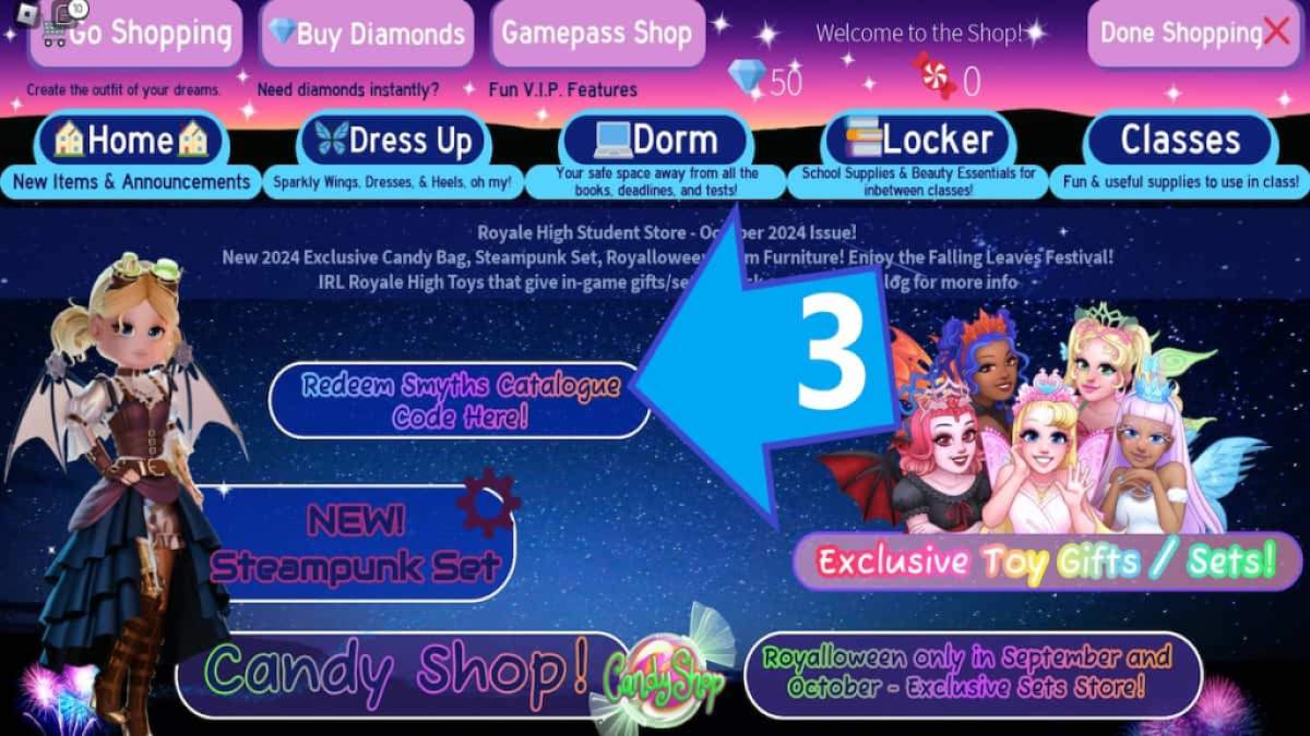 Royale High Shop -meny.