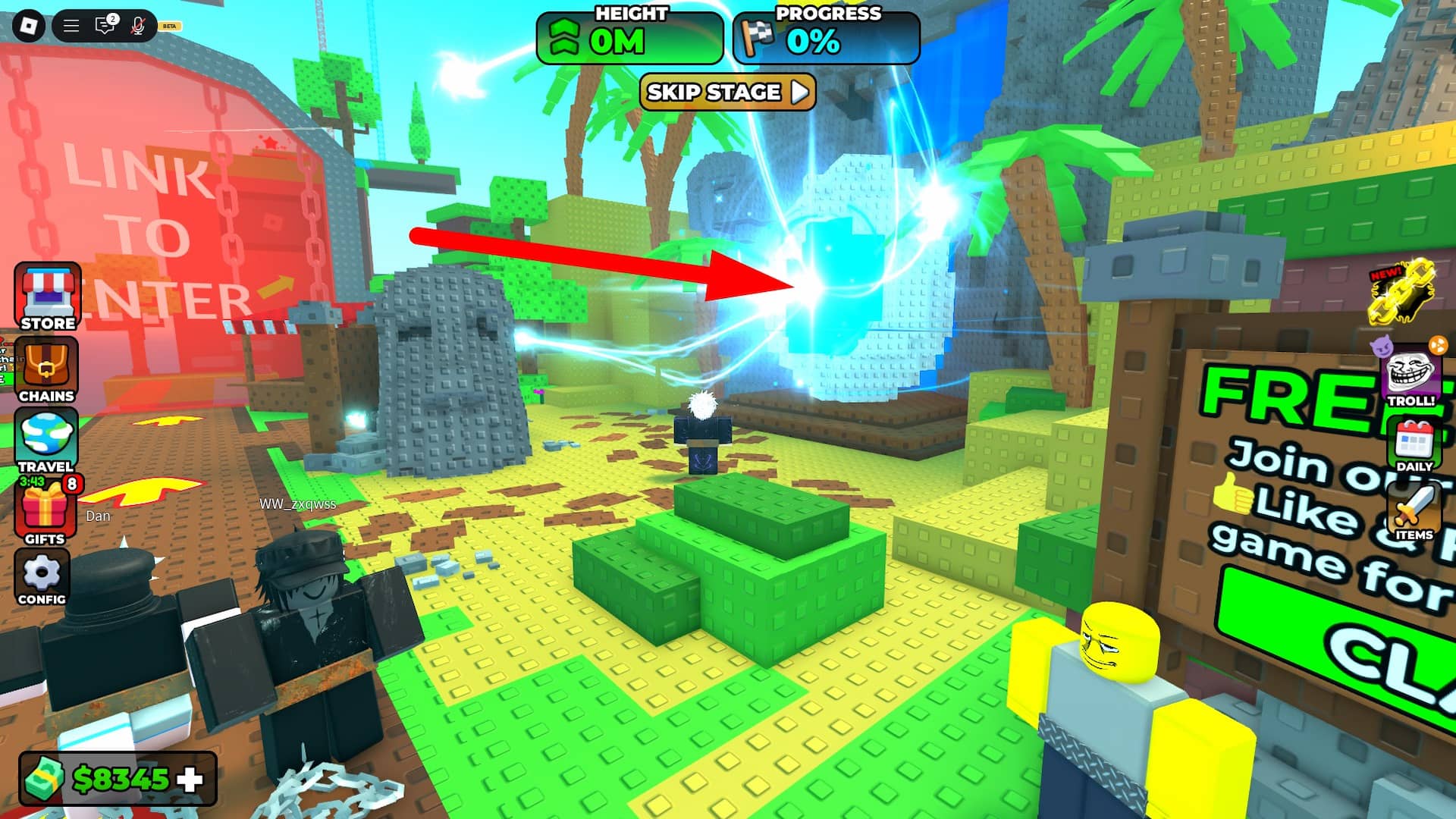 Hunt Stage Portal in Chained 2 Player Obby under Hunt Mega -arrangementet i Roblox