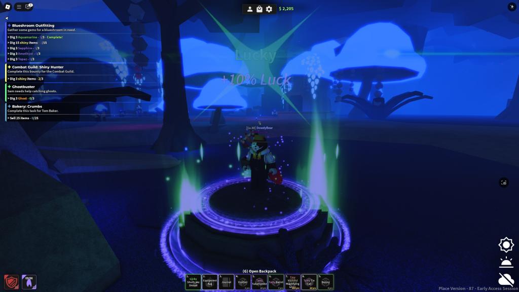 En Roblox Dig -spiller fortryller en spade