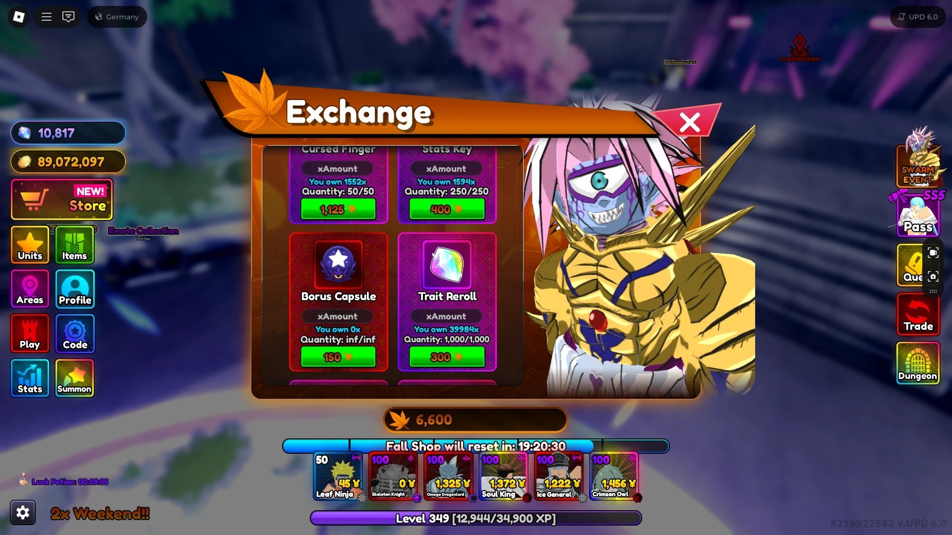 Forhåndsvisning av Swarm -arrangementet Borus kapsler i Anime Rangers x Roblox -opplevelse.