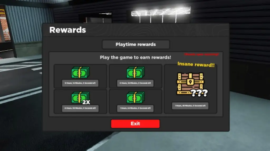 Midnight Chasers Highway Racing Playtime Rewards-meny